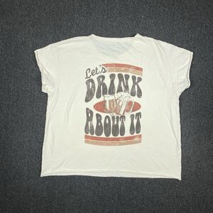 Cleo + Wolf T Shirt Graphic Short Sleeve Tee Let’s Drink About It Size Large